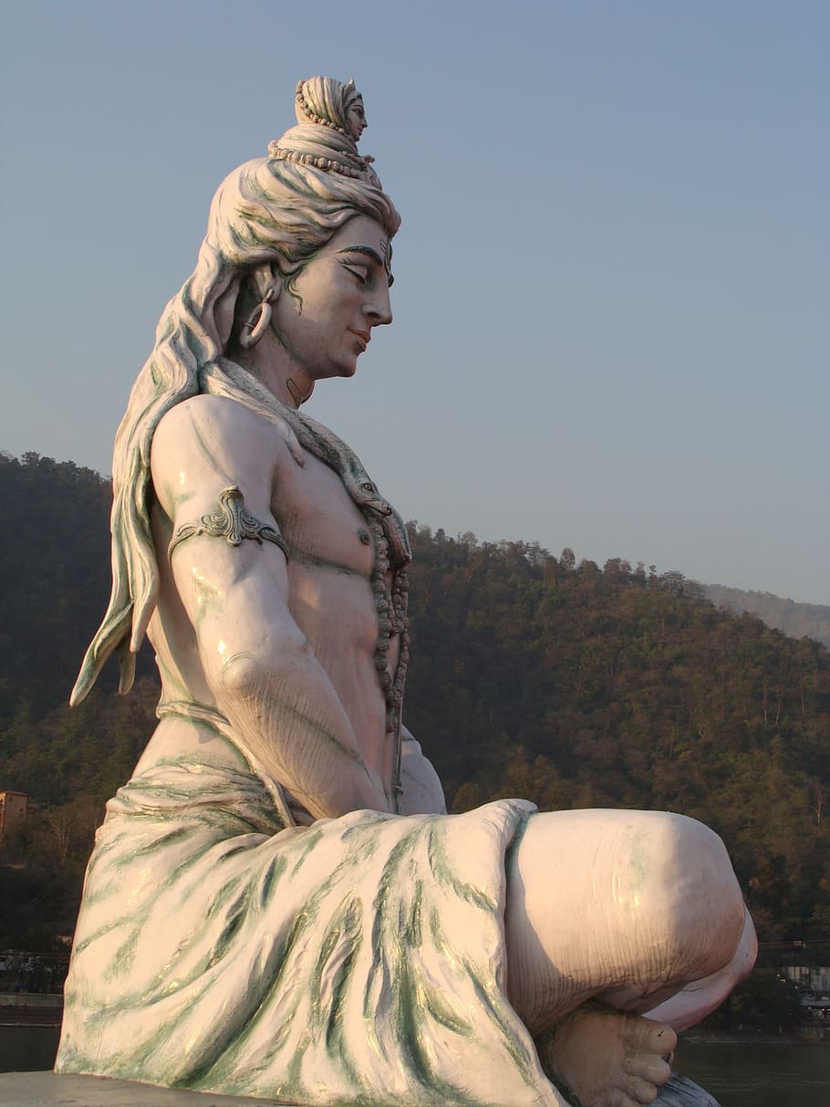 shiva statue, green, trees, daytime, shiva, god, lord, india, hinduism, belief