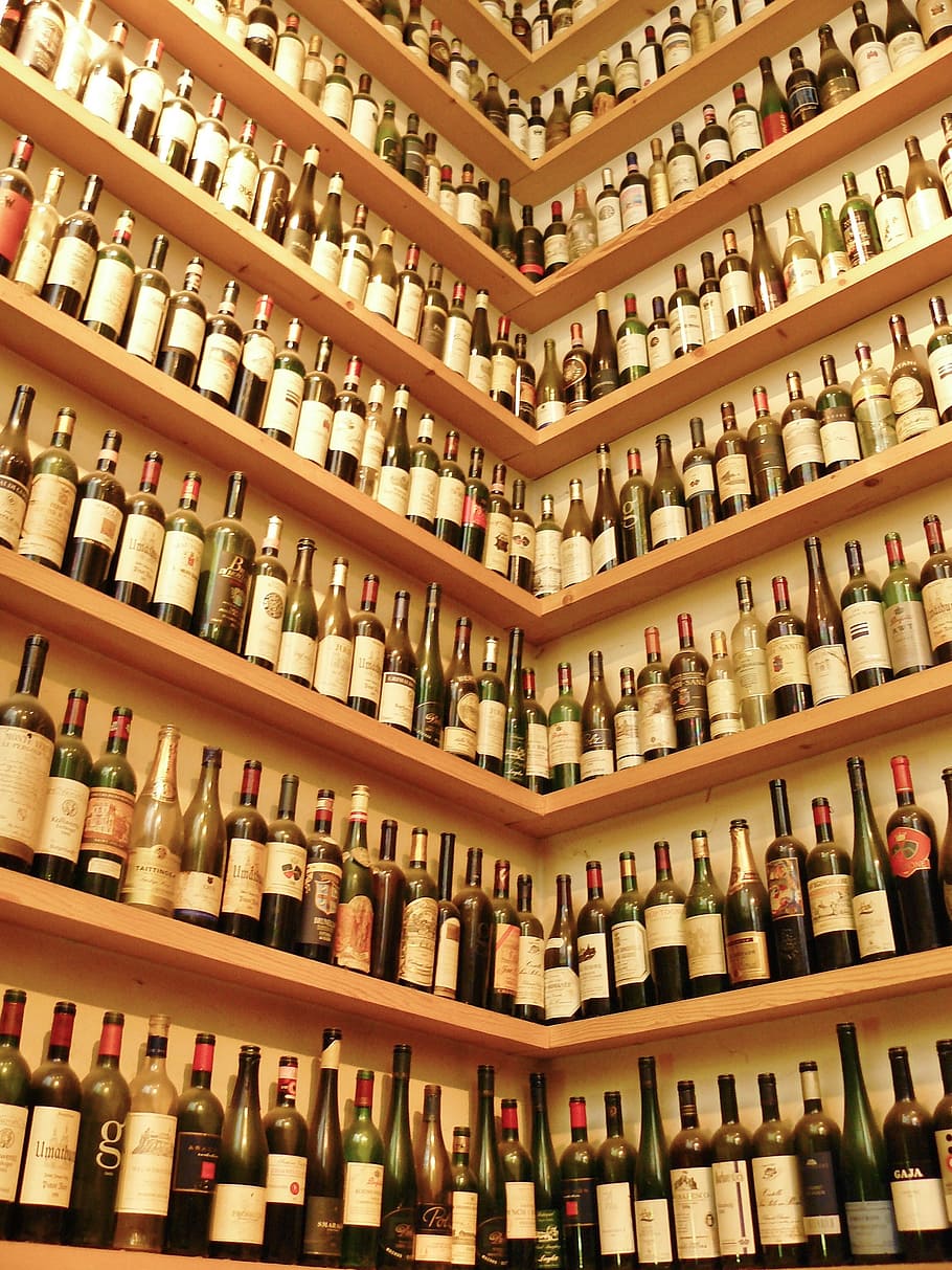 assorted, glass bottle lot, wine bottles, wine rack, wine bottle range, bottles, wines, wine sale, rarity, storage