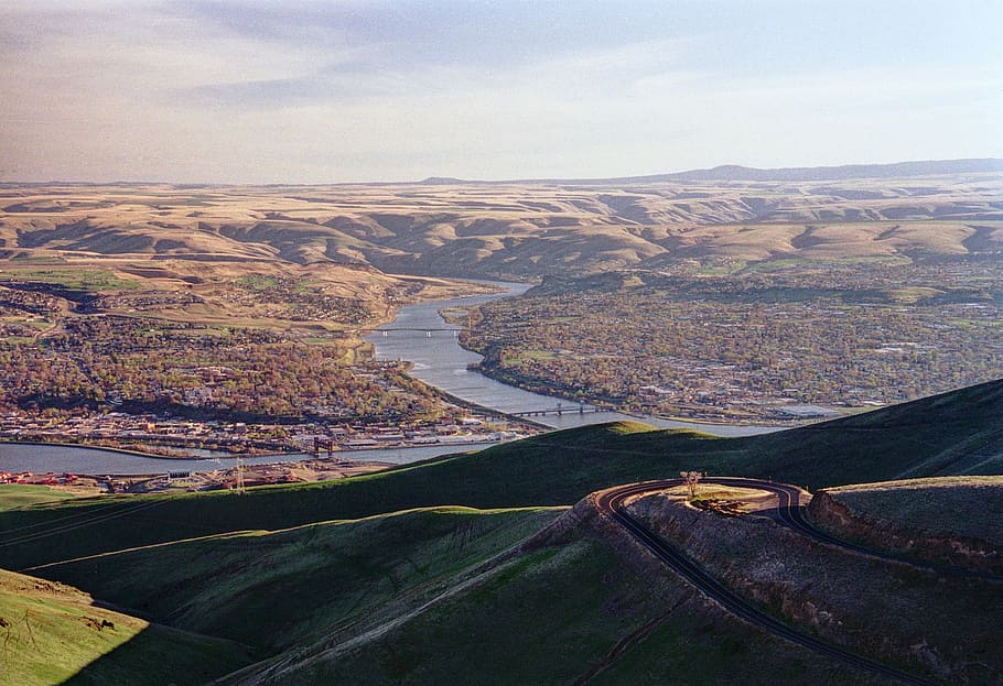 landscape view, valley, town, lewiston, idaho, Landscape, view, town of Lewiston, Lewiston, Idaho, landscapes