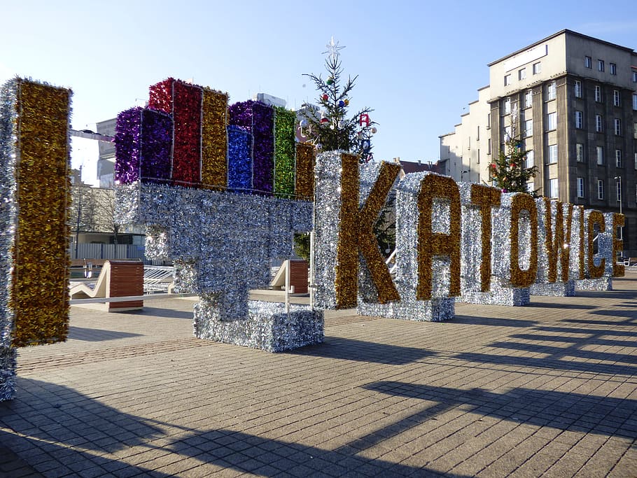 Katowice, Symbol, Market, Love, the market, heart, the inscription, building exterior, architecture, built structure