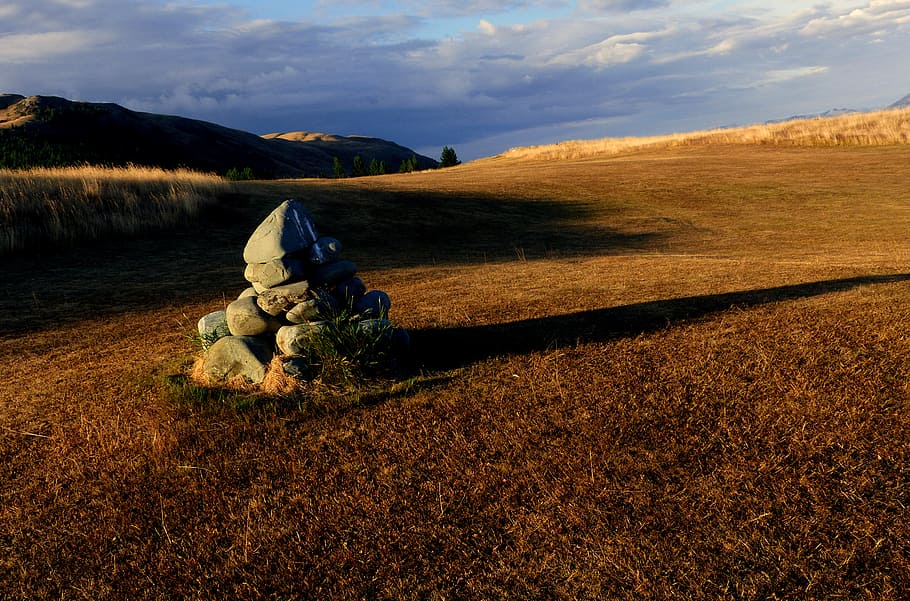 Stone, Cairn, pilha de pedras, nuvem - céu, paisagem, meio ambiente, céu, natureza, plantar, terra