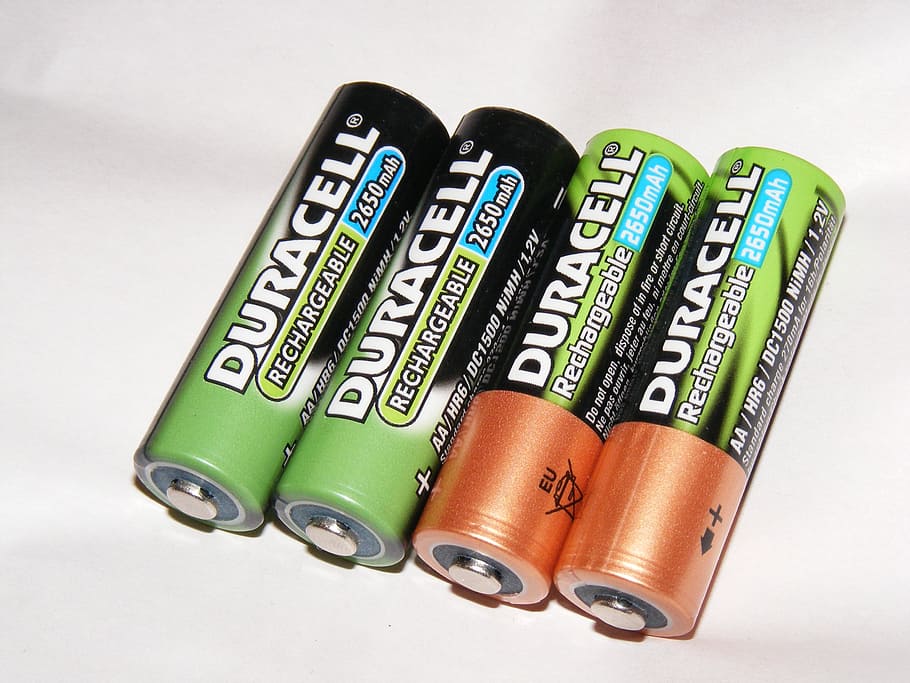 batteries, battery, duracell, hr6, nimh, rechargeable, technology, close-up, still life, indoors