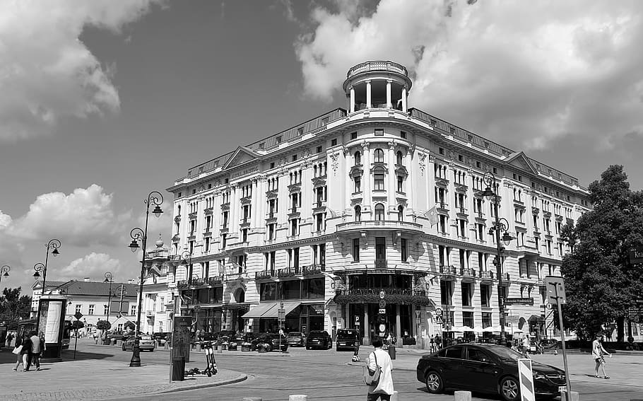 Varsovia, Polonia, arquitectura, blanco y negro, urbano, ciudad, viaje, primavera, monumento, turismo