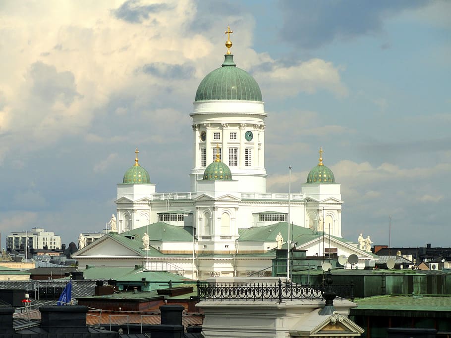 branco, verde, concreto, mesquita, diurno, Helsinque, Finlândia, catedral, igreja, luterana