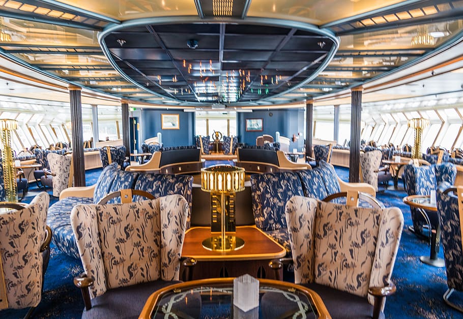 Hurtigruten, Finnmarken, Cruise Ship, lounge, noruega cruise, interior, diseño, asiento del vehículo, day, en el interior