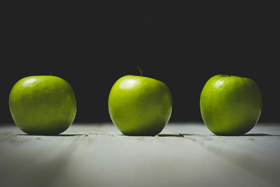 three green apples, green apples, food, fruit, green Color, freshness, apple - Fruit, healthy Eating, organic, ripe