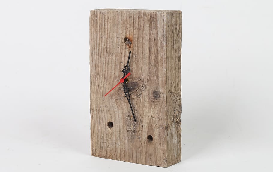 clock, wall, table, watch, hour, design, vintage, wood, driftwood, old