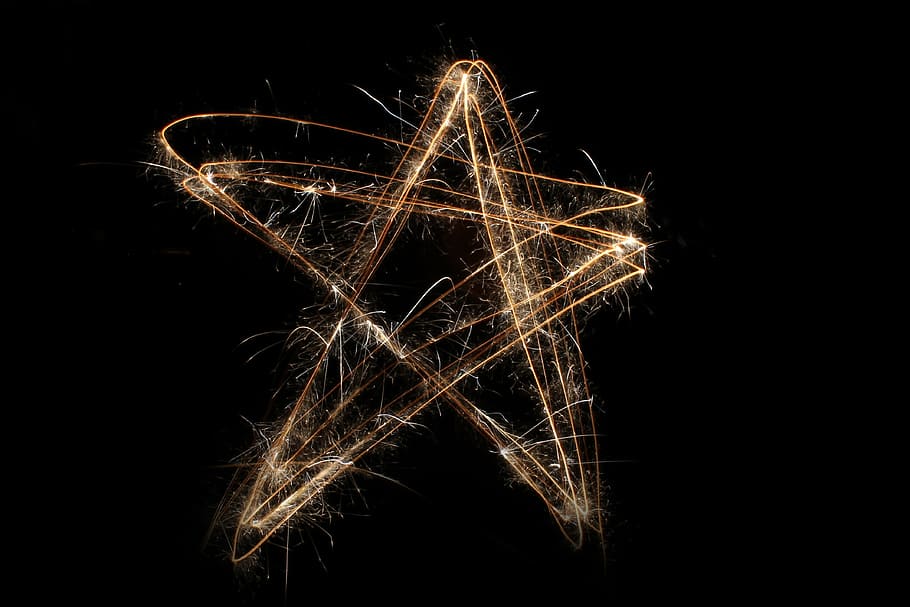 star steel wool photography, star, sparkler, 4th of july, circle, sparks, bright, party, summer, night