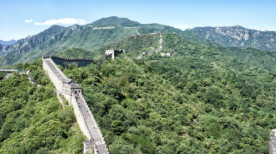 wall of china, mural, eastern, great wall, field, nature, beijing, travel, landscape, mountain