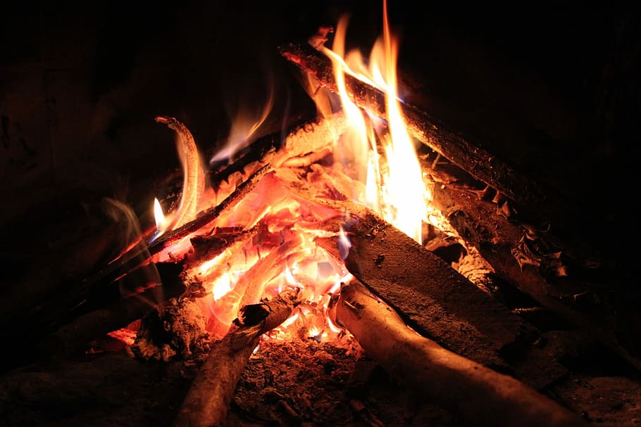 Stake, Fireplace, Fire, the stake, flame, heat - temperature, burning, night, close-up, fire - natural phenomenon