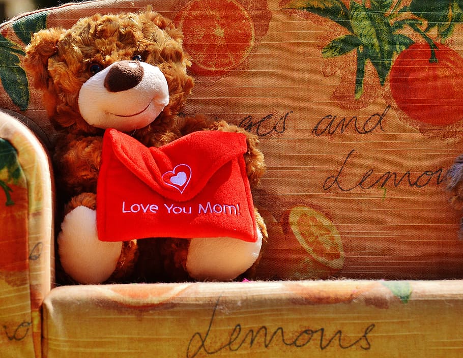 teddy, mother's day, love, mama, greeting card, mother, welcome, background, heart, thank you