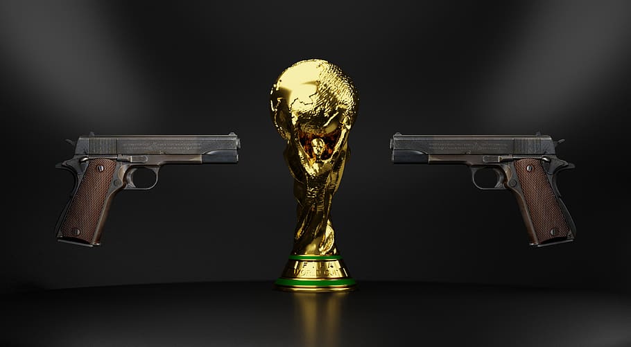 world, cup, gun, football, russia, sport, 2018, competition, tournament, soccer