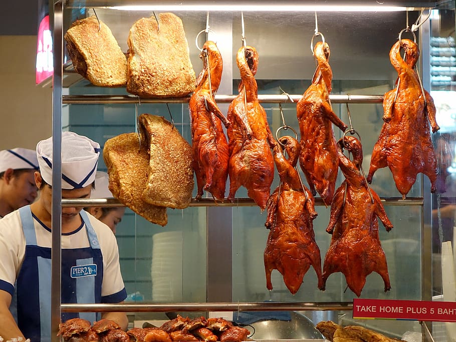 duck, roasted pork, meat, delicious, food, asian, tasty, food court, chinese, cooked