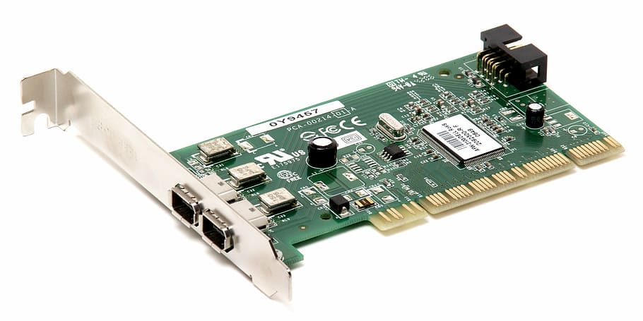 firewire, pci, card, electronics industry, technology, circuit board, computer chip, white background, connection, industry