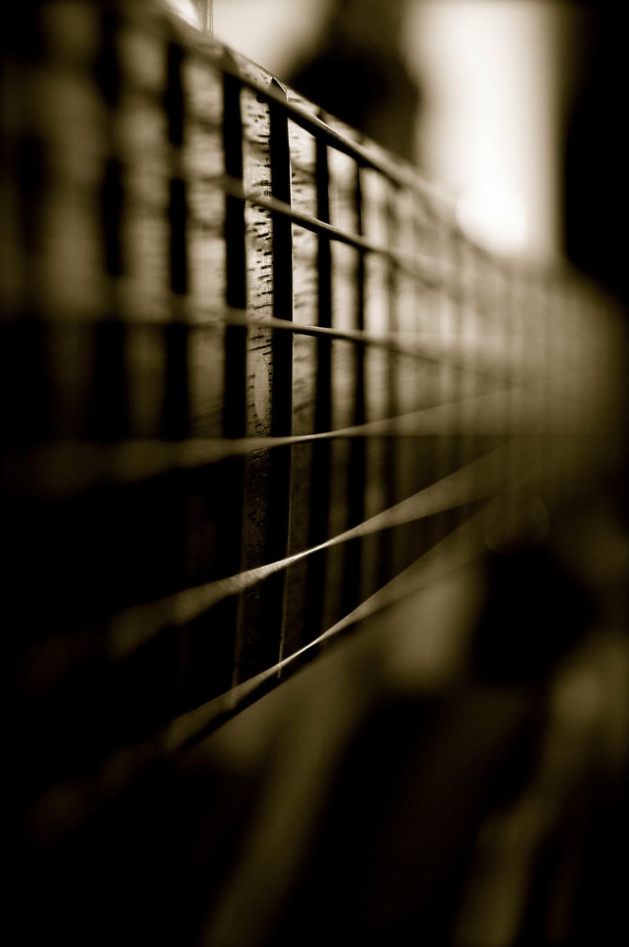 close-up photography, 6-string, 6- string guitar, guitar, instrument, strings, sound, music, black, white