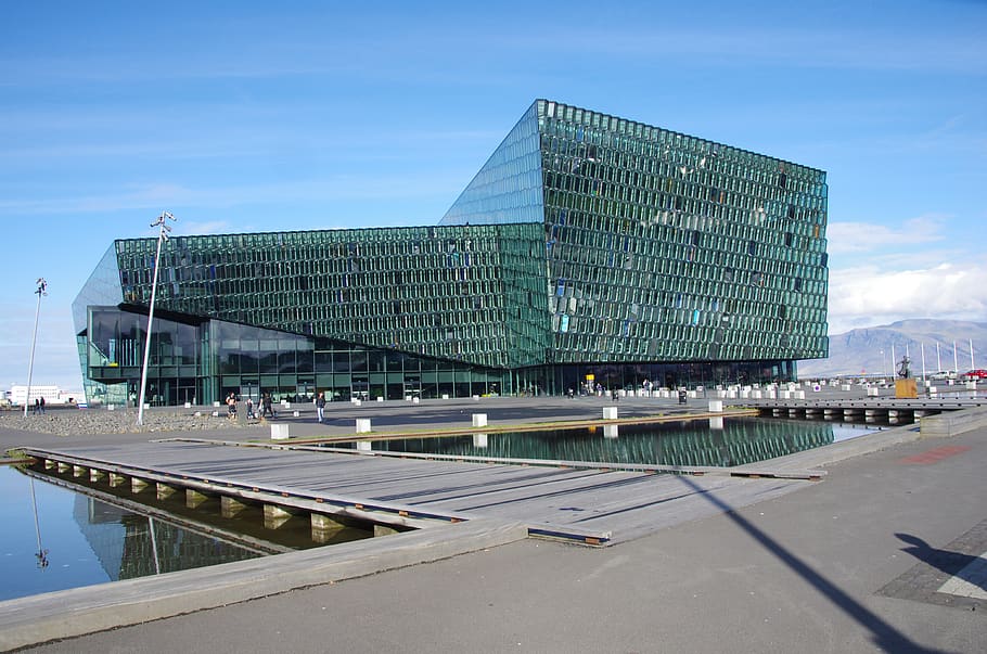 islandia, gedung konser harpa, reykjavik, bangunan, Arsitektur, struktur yang dibangun, eksterior bangunan, kota, modern, langit