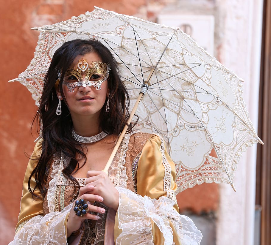 Veneza, máscara, carnaval, baile de máscaras, pena, penas, misterioso, traje, ornamento, fantasia