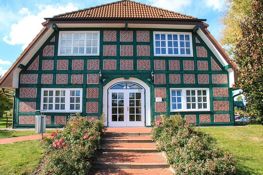 fachwerkhaus, home, truss, building, manor, built structure, architecture, building exterior, window, plant