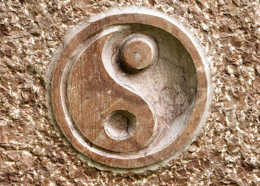 decoração yang, yang, sobre, qi gong, chinês, pedra, resumo, harmonia, símbolo, contrapartida