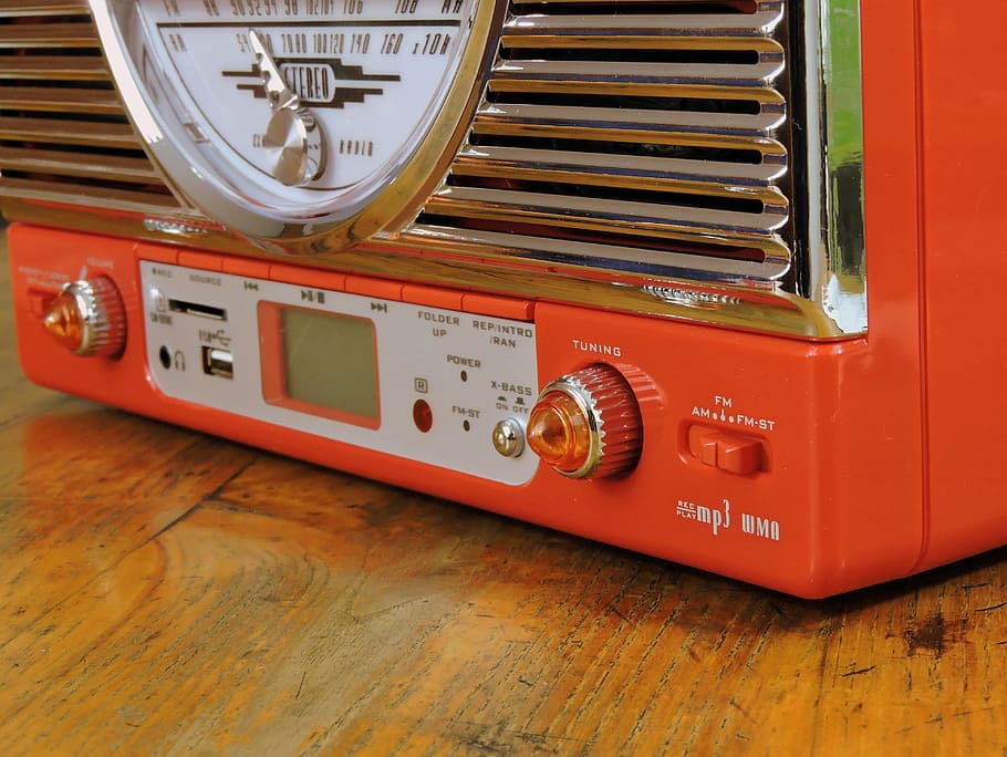 classic, red, fm radio, radio, volume, vintage, stereo, frequency, music, to listen