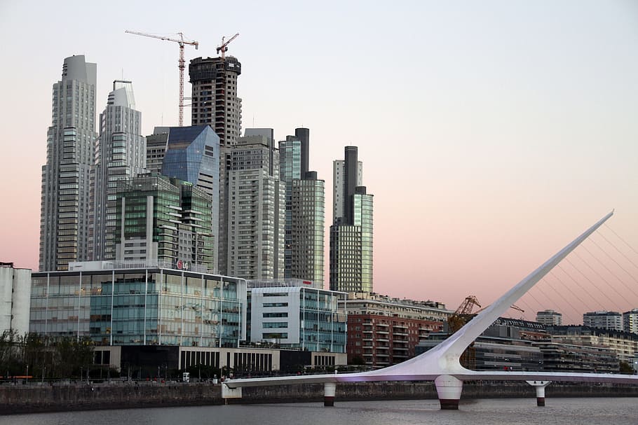 high-rise, buildings, bridge, Puerto Madero, Buenos Aires, Business, office, waterfront, argentina, architecture