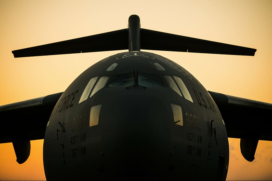 close-up photo, u.s., air force c -130, c-130, aircraft, airplane, cargo, plane, c-17, military
