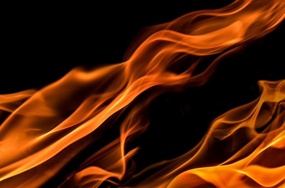 pembakaran, api, hitam, latar belakang, merah, kuning, terbakar, panas, kehangatan, wallpaper
