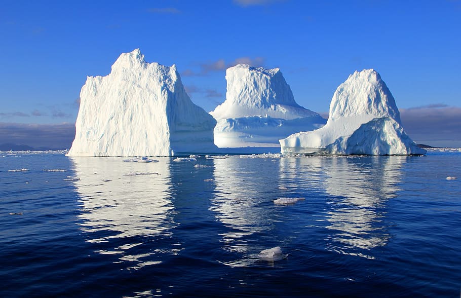 photo of iceberg, iceberg, water, sea, mirroring, nature, solar, blue sky greenland, ice, cold temperature