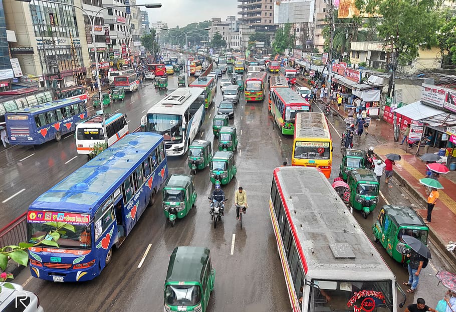 city, busiest, dhaka, capital, bangladesh, transportation, mode of transportation, street, architecture, car