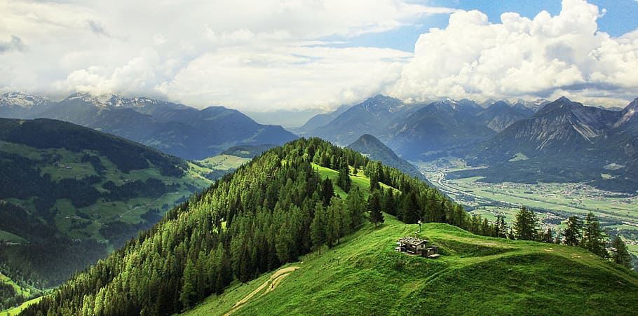 fotografi pemandangan, hijau, gunung, dunia gunung, lansekap, alm, pondok alpine, padang rumput alpine, austria, alam