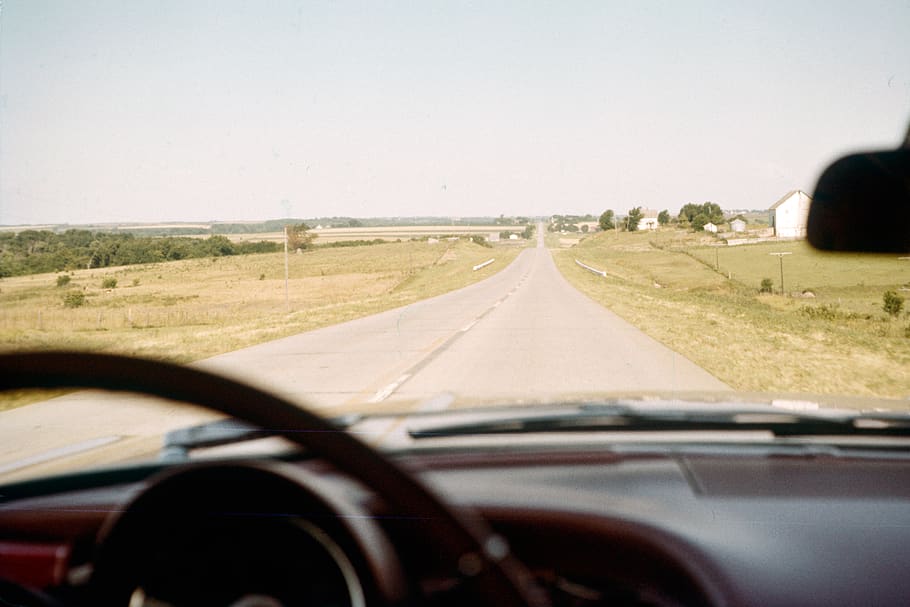 highway, car, vintage, road, america, landscape, auto, horizon, travel, interior
