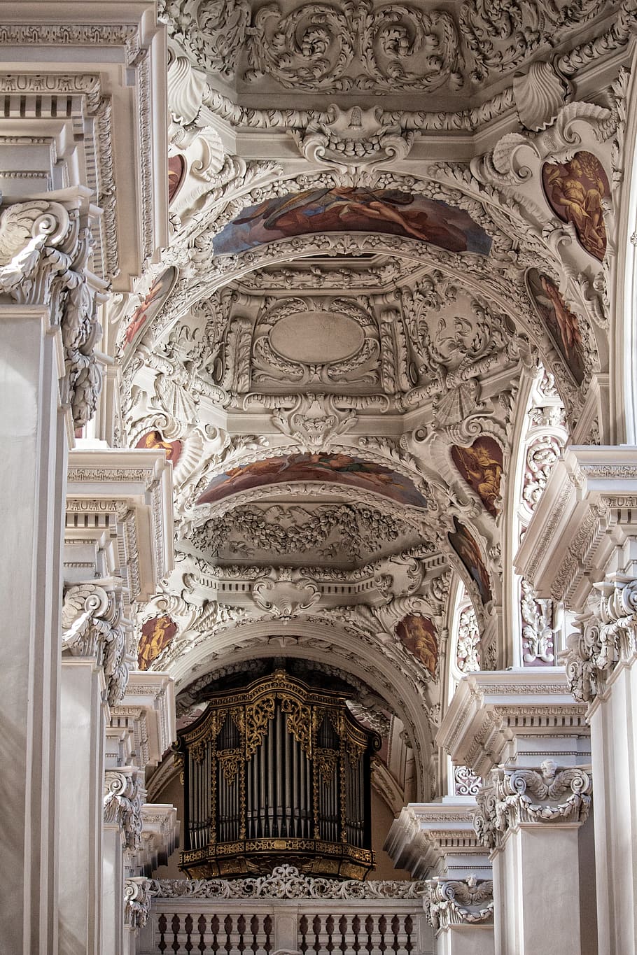 passau, katedral st stephan, passauer stephansdom, organ, emas, fresco, selimut, barok, peluit organ, dom