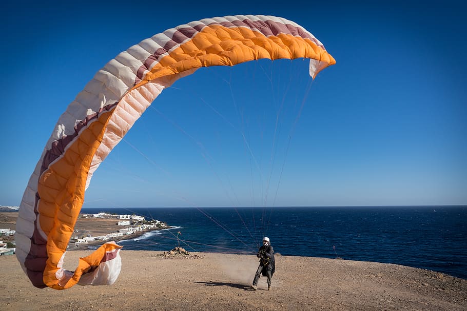 sky, waters, sea, travel, beach, paragliding, sport, wind, vacations, sun