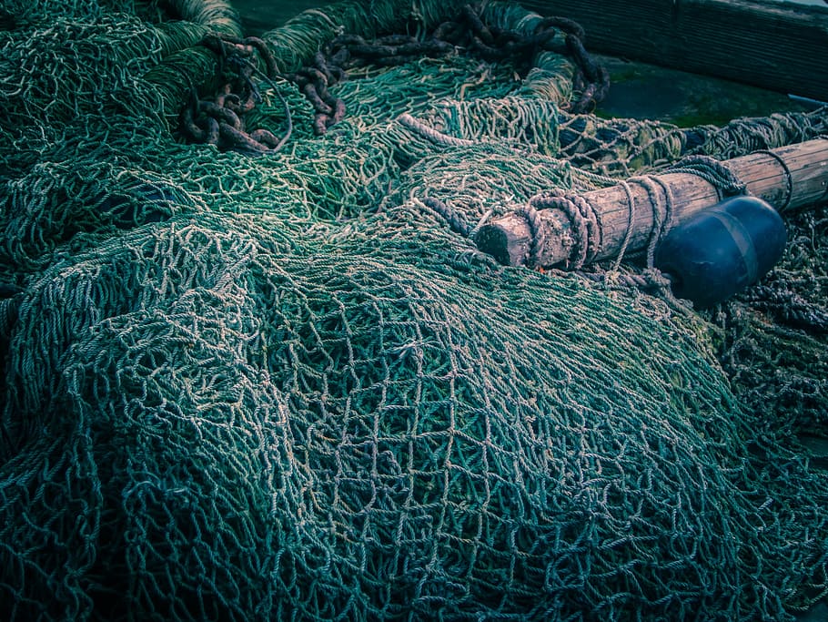redes, mar, pesca, boya, red de pesca comercial, red de pesca, industria pesquera, cuerda, red, nadie