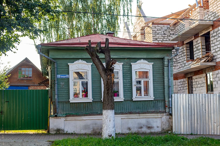 casa, viejo, rusia, borovsk, madera, histórico, desarrollo, nuevo desarrollo, construcción, el desplazamiento