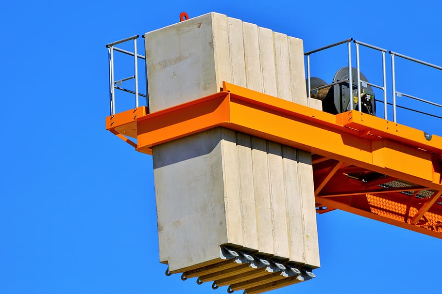Crane, Counterweight, baukran, site, large construction site, construction machinery, raise, lift loads, container, industry