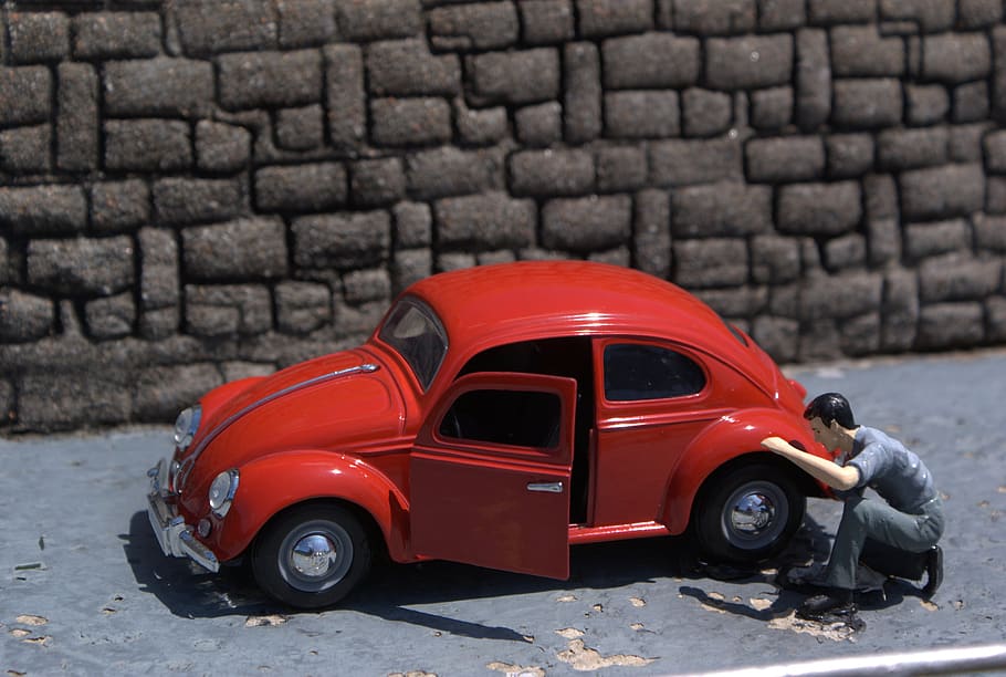 mobil, kumbang, vw, kendaraan, klasik, volkswagen, vw beetle, miniatur, mode transportasi, Kendaraan bermotor