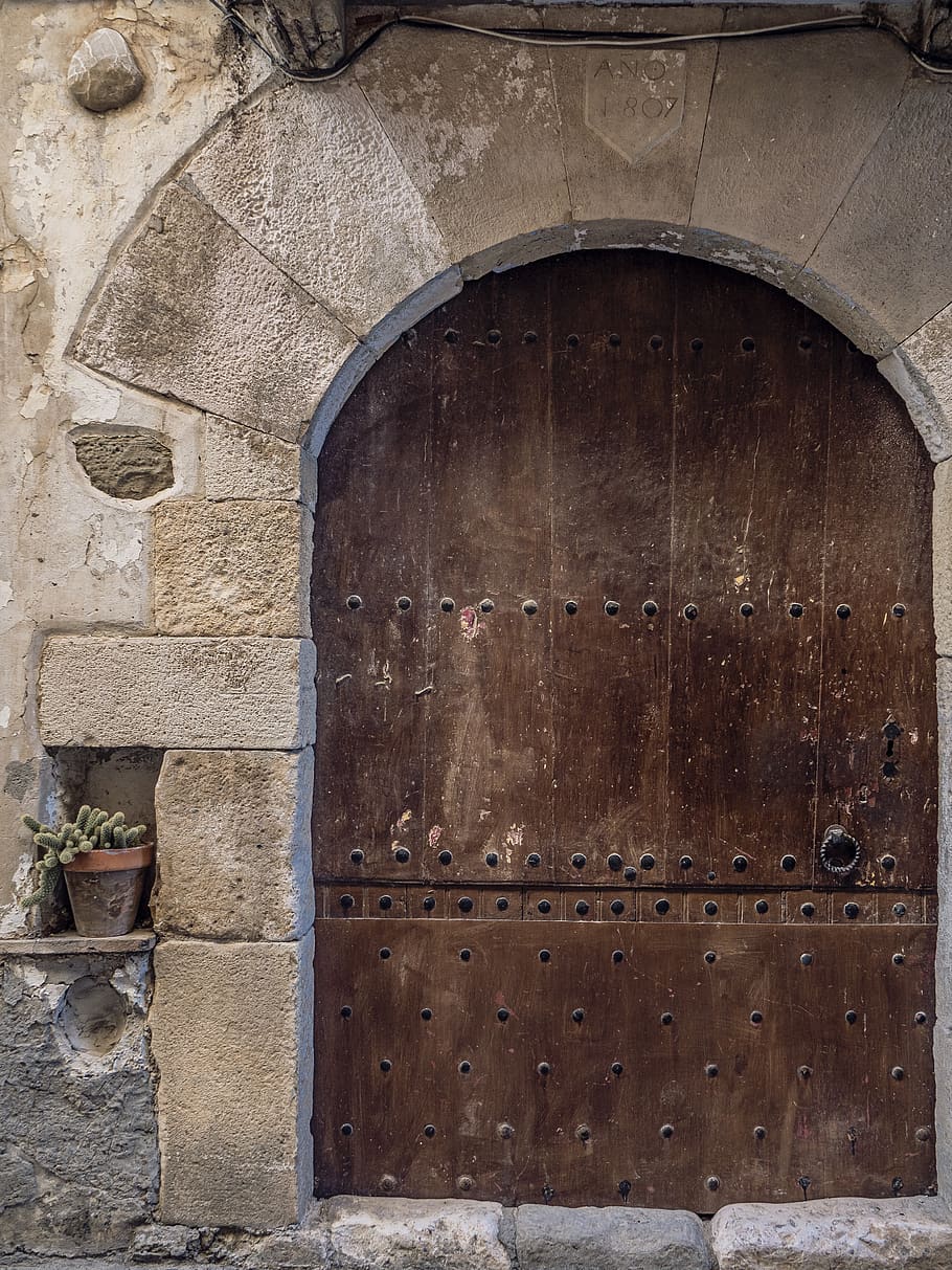 porta, medieval, velho, arquitetura, casa, arco, portal, madeira, história, fachada