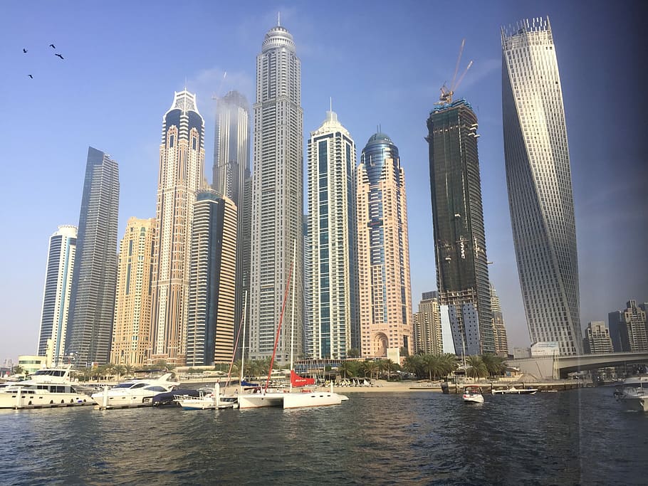 Dubai, Marina, Emirates, Towers, dubai, marina, emirates, towers, architecture, urban skyline, water, skyscraper
