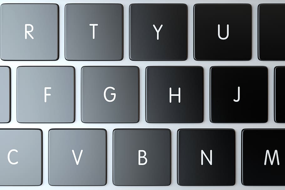 laptop keyboard, rendering, 3d, 3d illustration, 3d rendering, button, closeup, communication, computer, concept