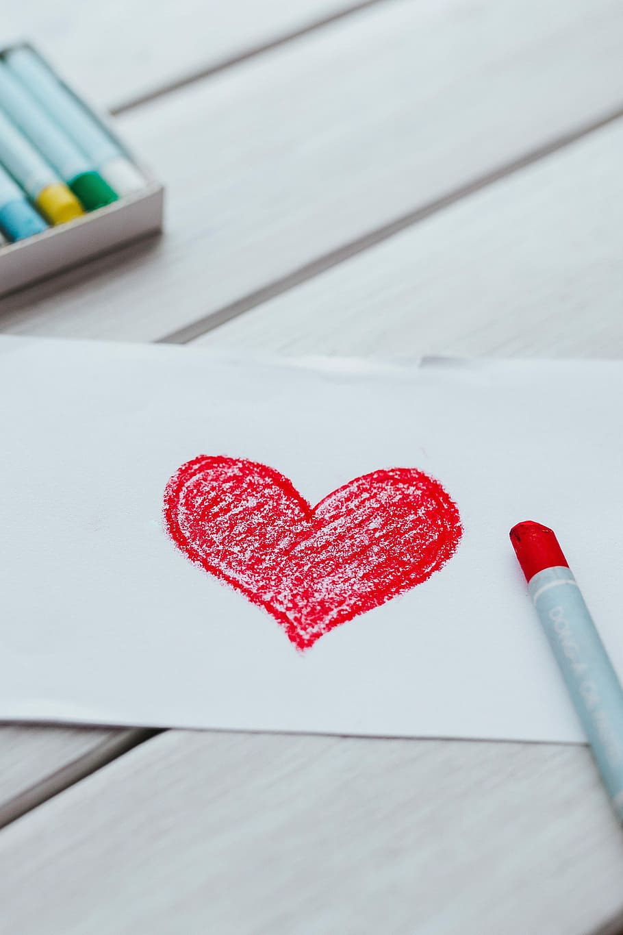 sedikit, menggambar, hati, seni, cinta, merah, krayon, valentine, kekasih, pensil