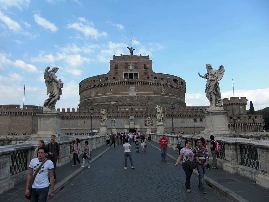 rome, italy, bridge, ponte sant angelo, building, architecture, romans, historically, facade, antiquity