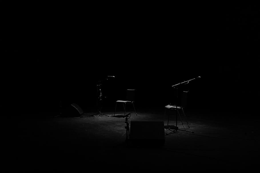 untitled, stage, limelight, dark, microphones, music, musical instrument, arts culture and entertainment, stage - performance space, piano