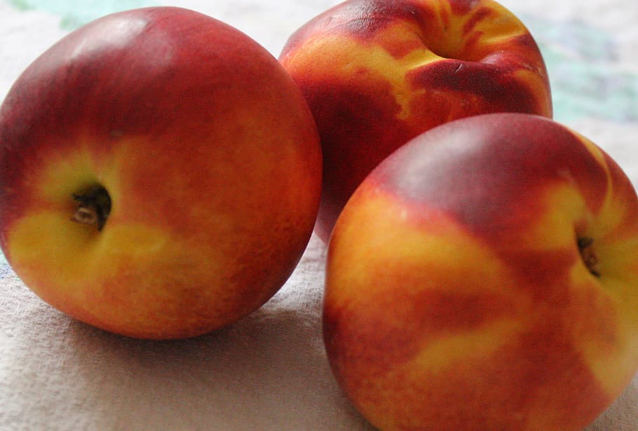 peach, fruit, vitamins, healthy, ripe, triple, nectarine, juicy, close up, sweet