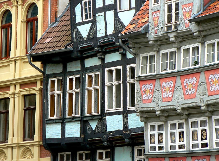 quedlinburg, truss, architecture, house, window, facade, building, fachwerkhaus, resin, historic preservation