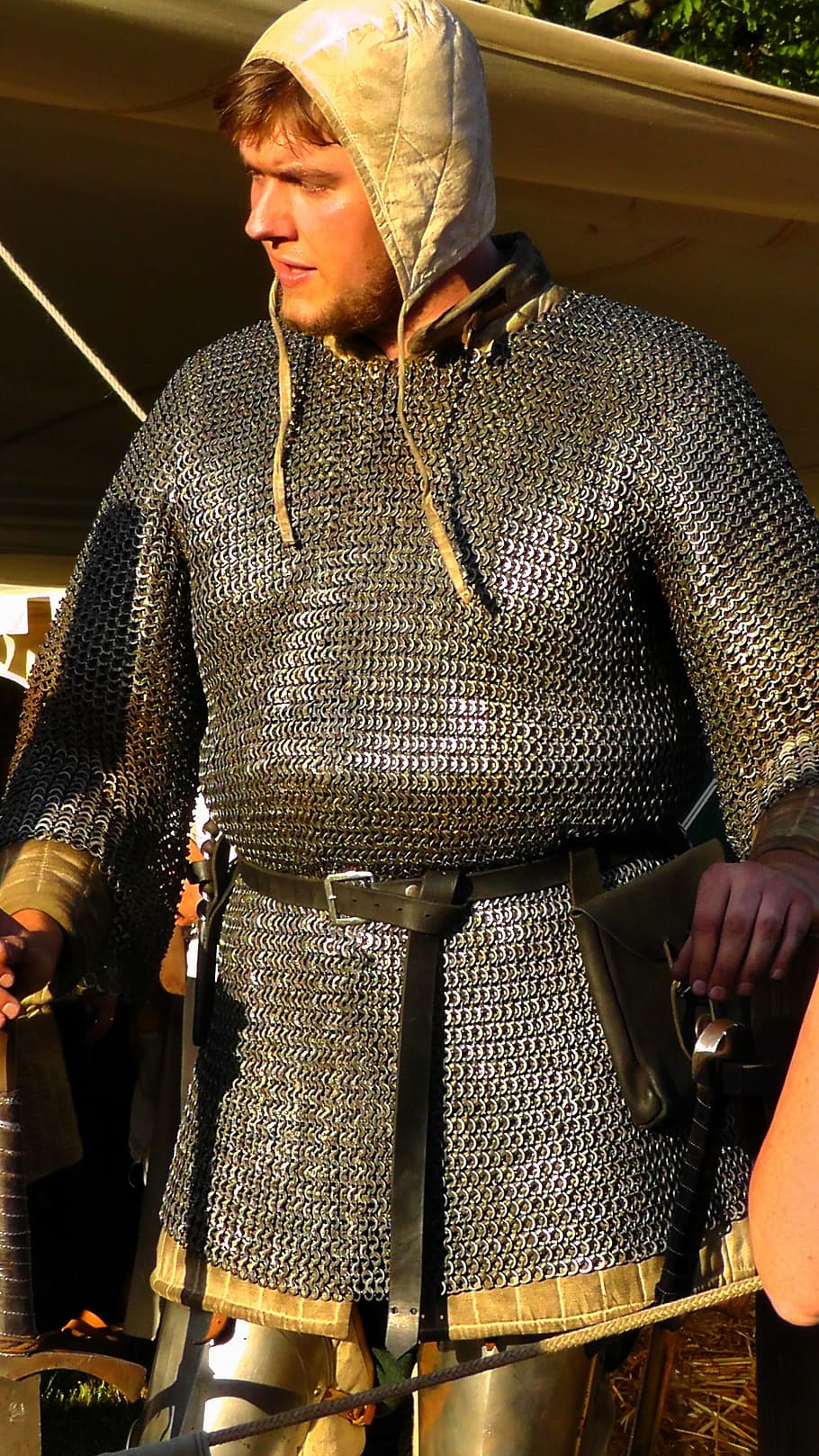 man, wearing, chainmail armor, knight, armor, knighthood, group of people, knight helmet, middle ages, old
