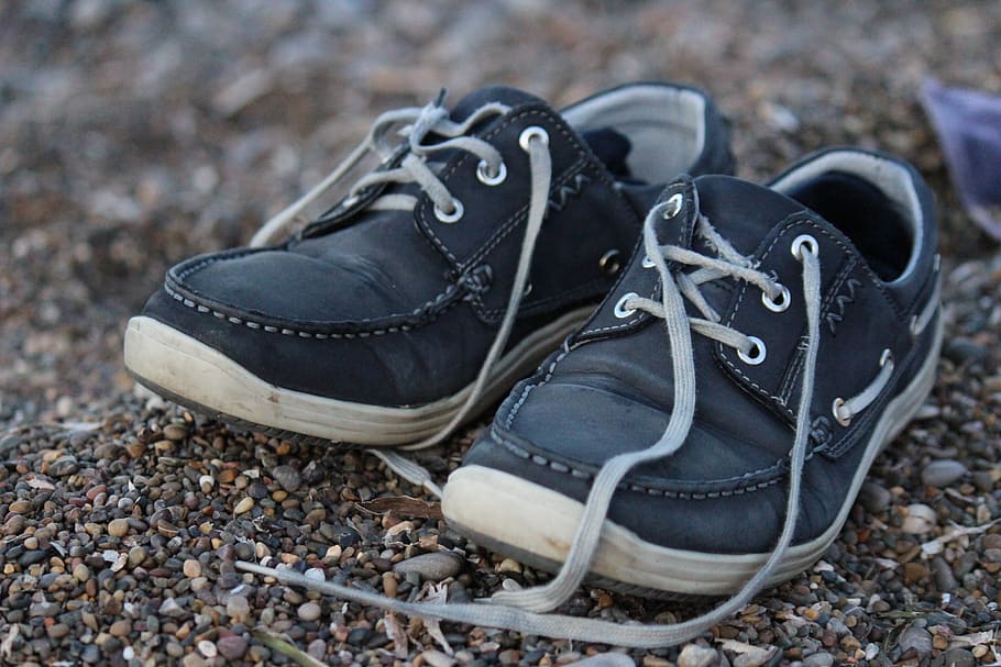 shoes, beach, laces, summer, sea, gravel, footwear, blue, bathroom, holidays