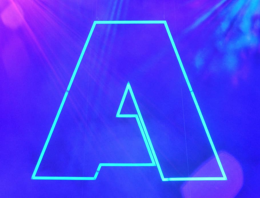 Logo, Letter, Alphabet, Neon, Light, neon, light, lighting, shine, triangle shape, blue