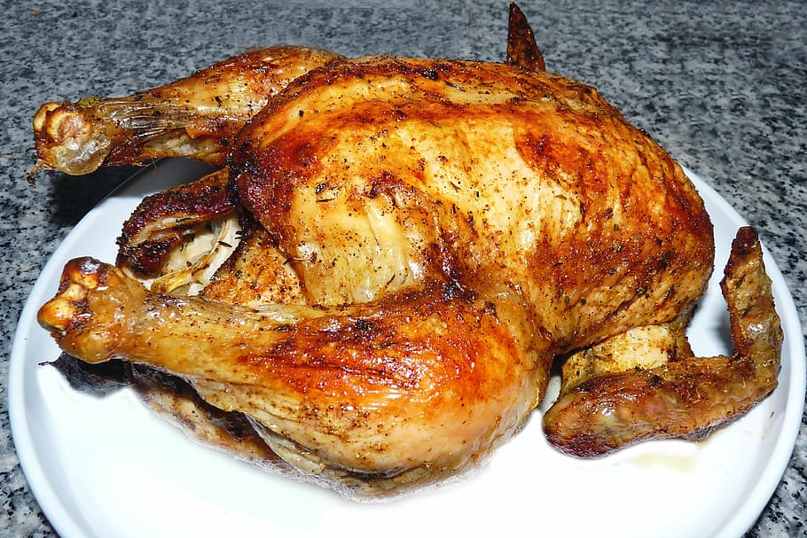 roast chicken, chicken, broiler, grilled chicken, poultry, eat, food, meat, grilled, dinner