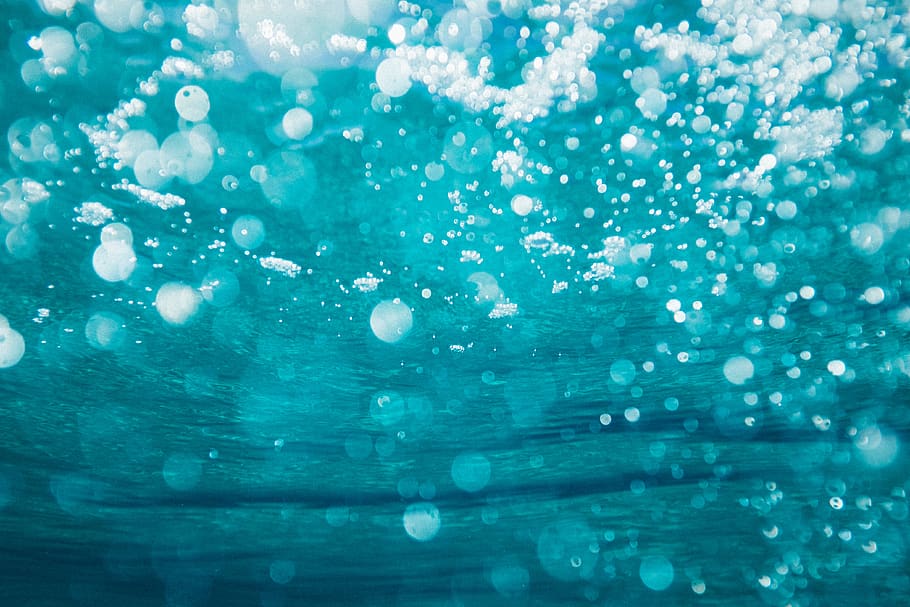 burbujas, bajo el agua, agua, océano, mar, azul, bokeh, no hay gente, burbuja, primer plano